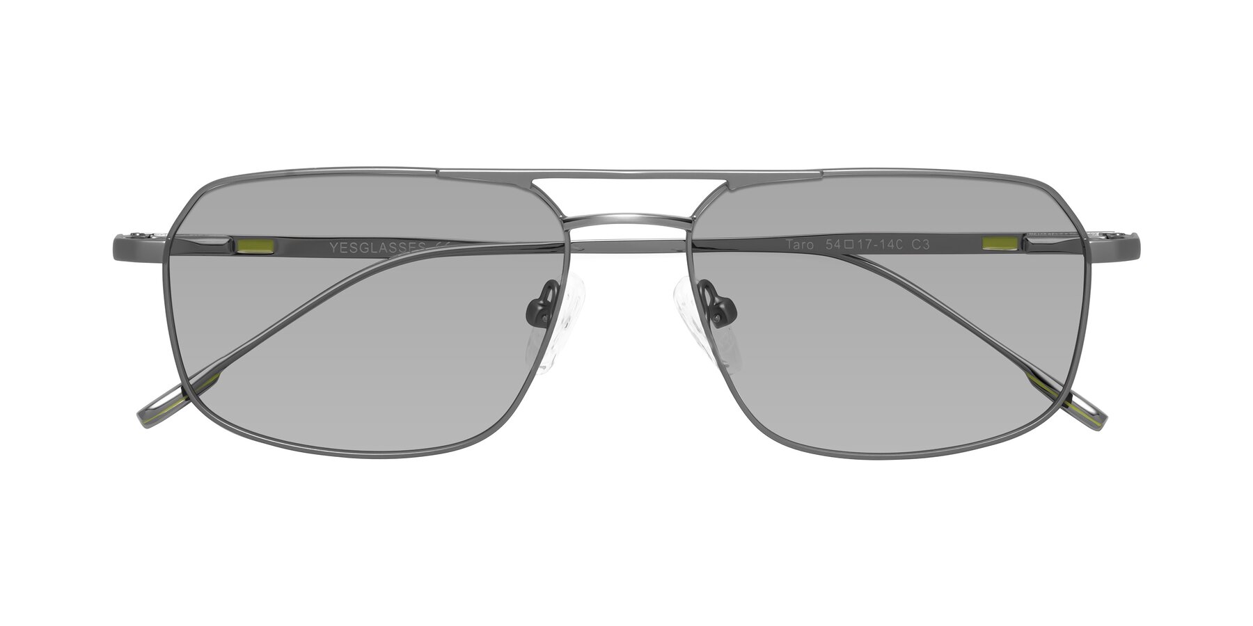 Folded Front of Taro in Gunmetal with Light Gray Tinted Lenses