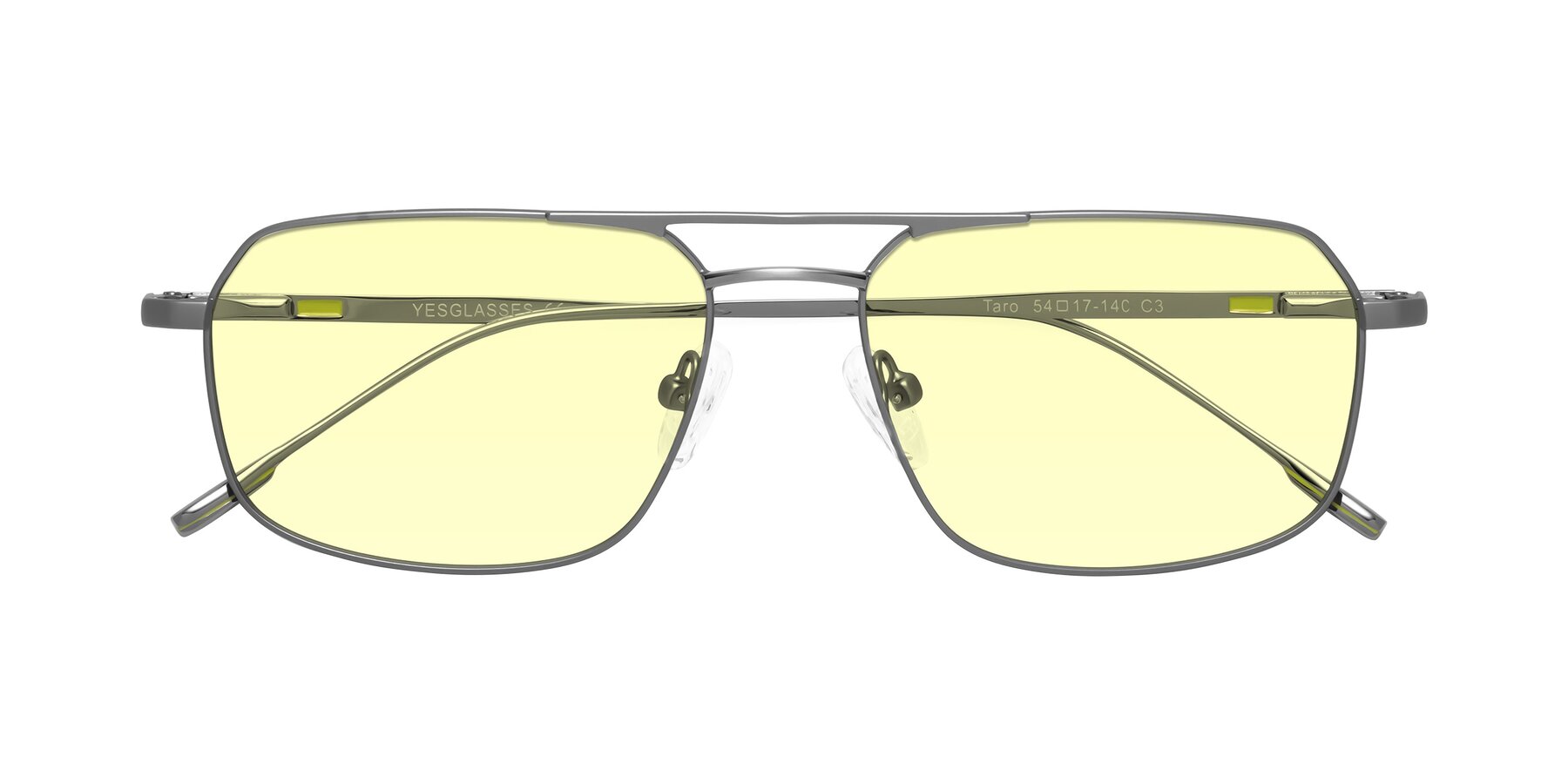 Folded Front of Taro in Gunmetal with Light Yellow Tinted Lenses