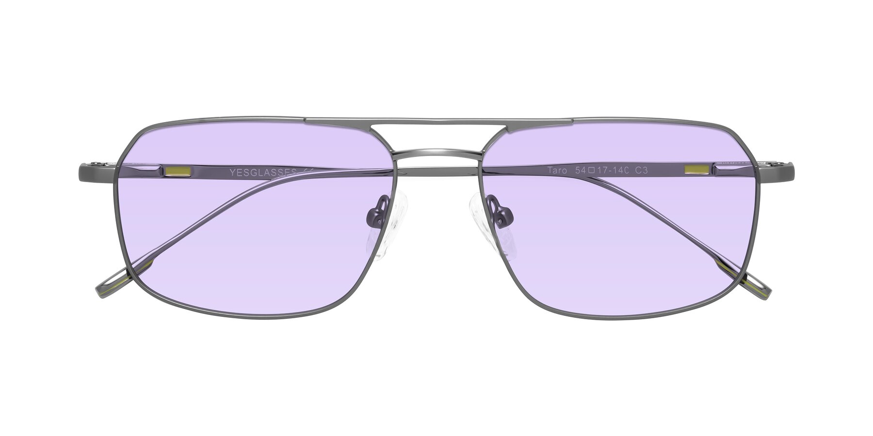 Folded Front of Taro in Gunmetal with Light Purple Tinted Lenses