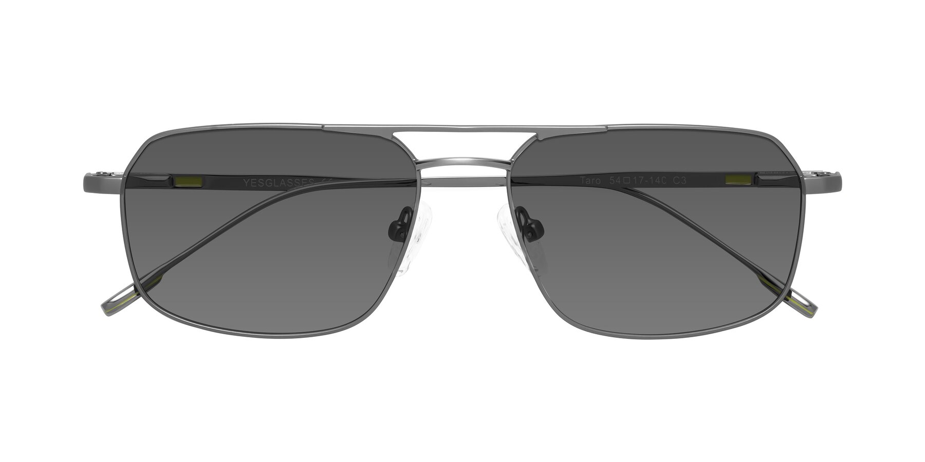 Folded Front of Taro in Gunmetal with Medium Gray Tinted Lenses