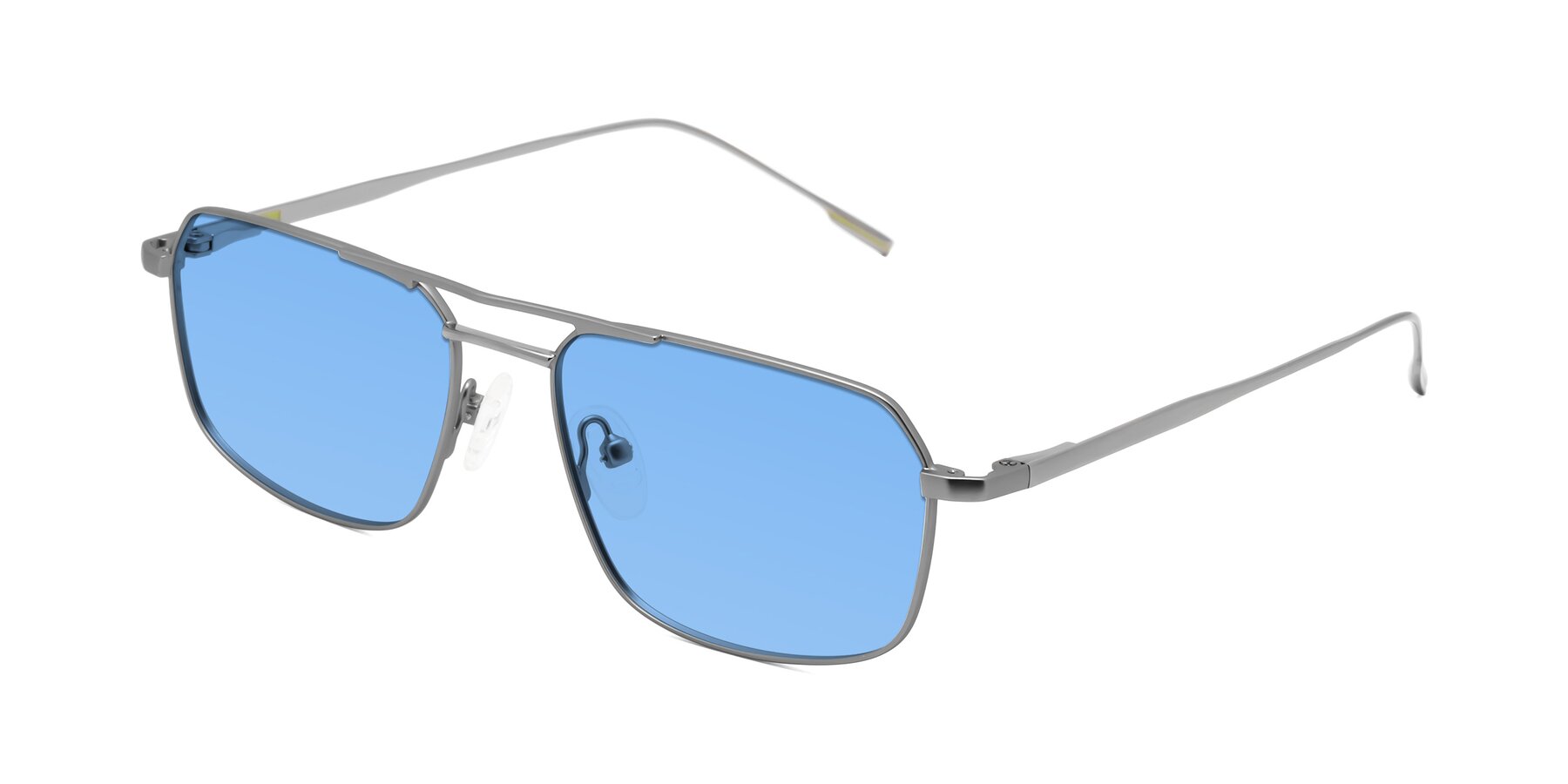 Angle of Taro in Gunmetal with Medium Blue Tinted Lenses