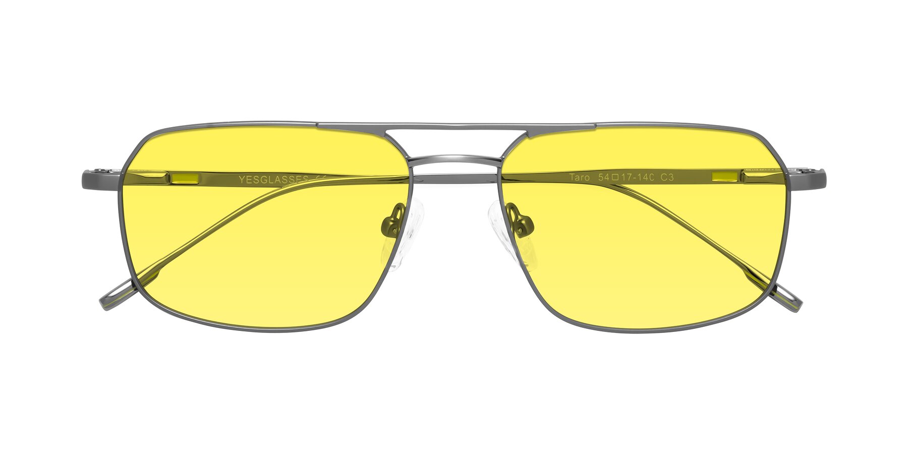 Folded Front of Taro in Gunmetal with Medium Yellow Tinted Lenses