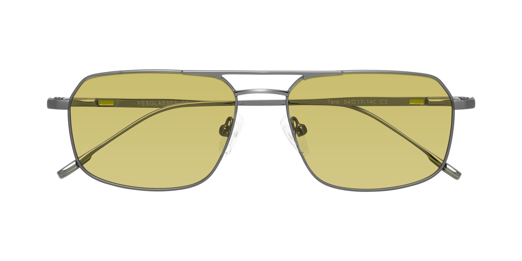 Folded Front of Taro in Gunmetal with Medium Champagne Tinted Lenses