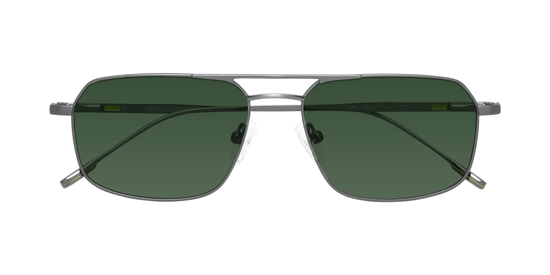 Folded Front of Taro in Gunmetal with Green Tinted Lenses