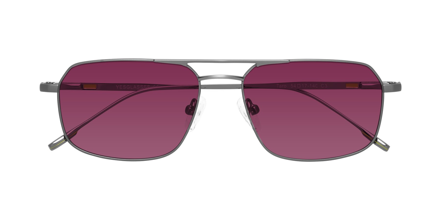 Folded Front of Taro in Gunmetal with Wine Tinted Lenses