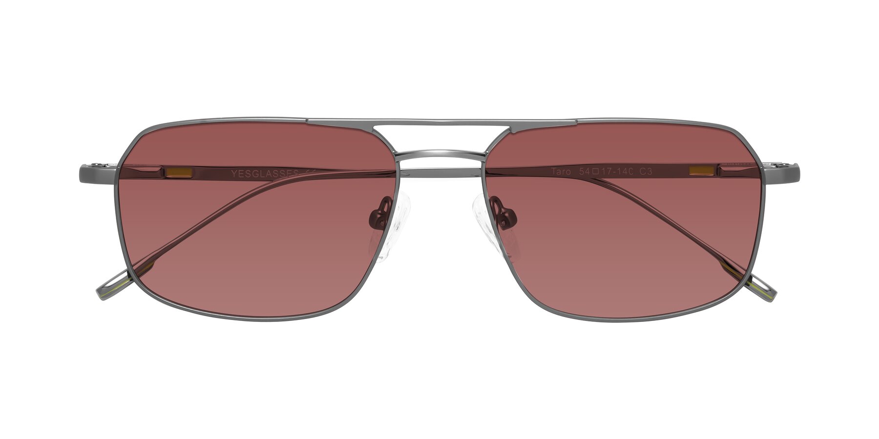 Folded Front of Taro in Gunmetal with Garnet Tinted Lenses