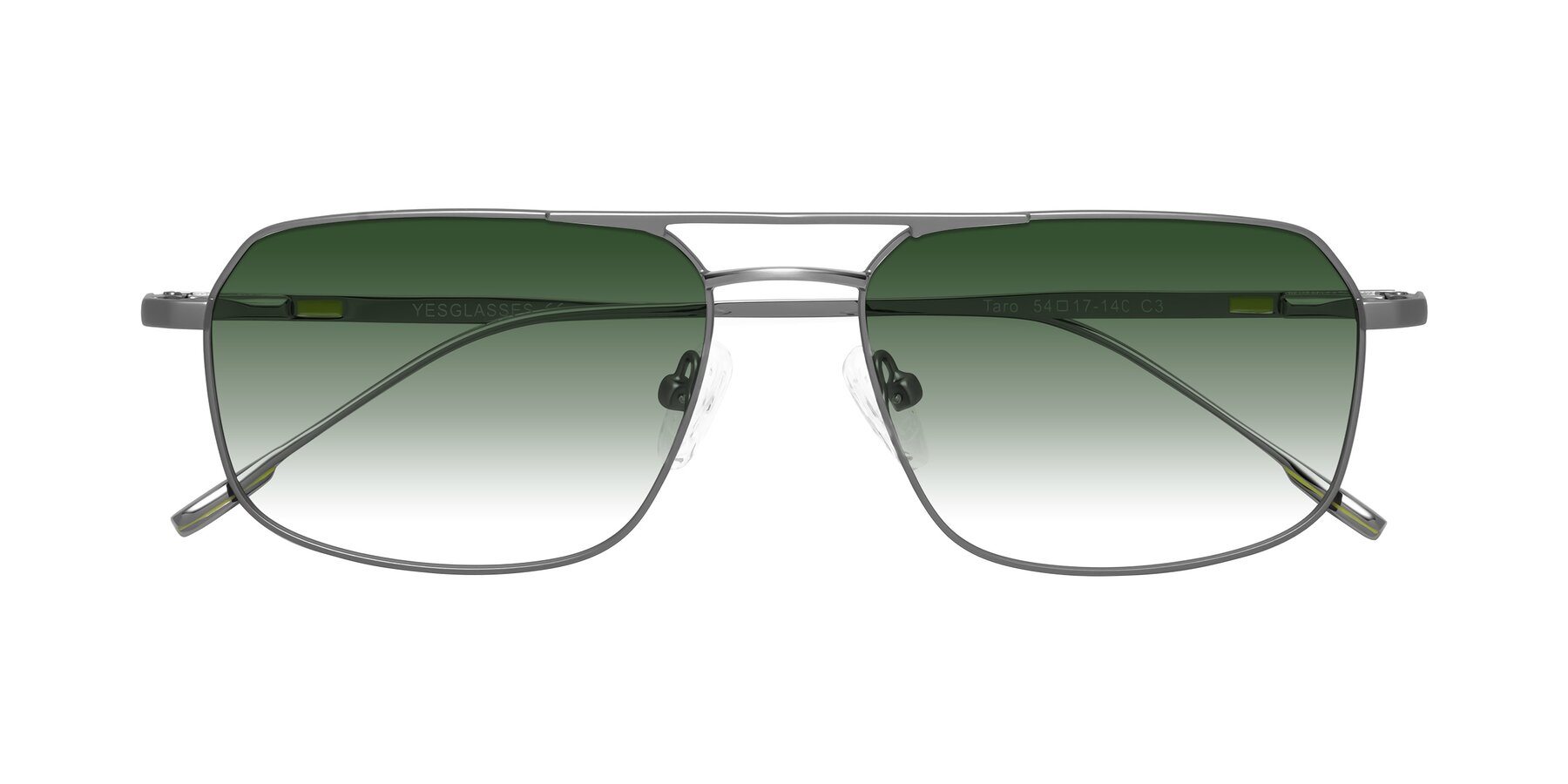 Folded Front of Taro in Gunmetal with Green Gradient Lenses