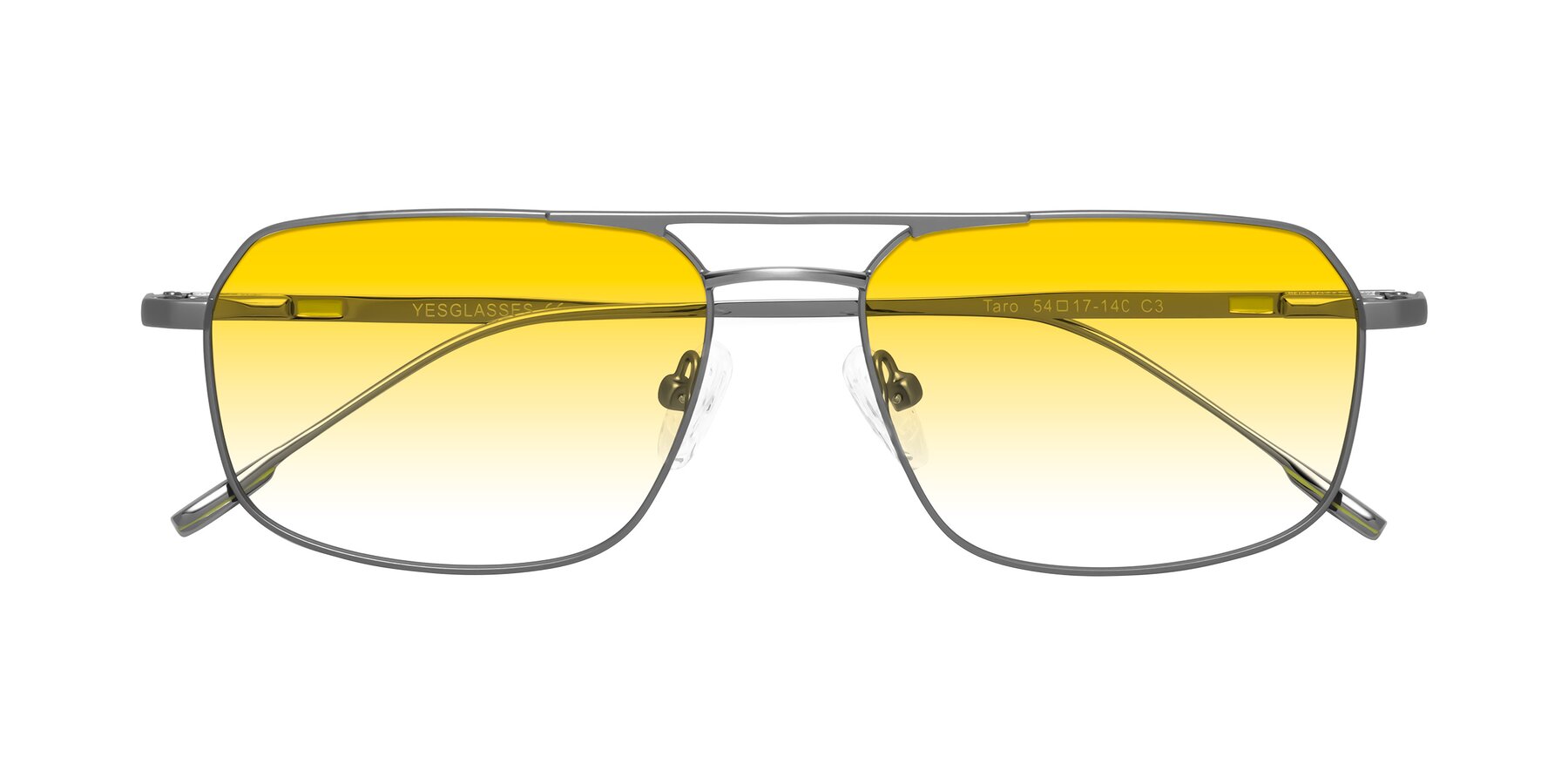 Folded Front of Taro in Gunmetal with Yellow Gradient Lenses