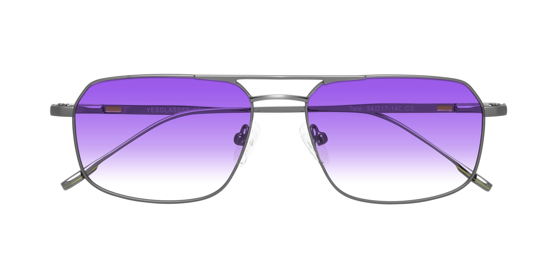 Folded Front of Taro in Gunmetal with Purple Gradient Lenses