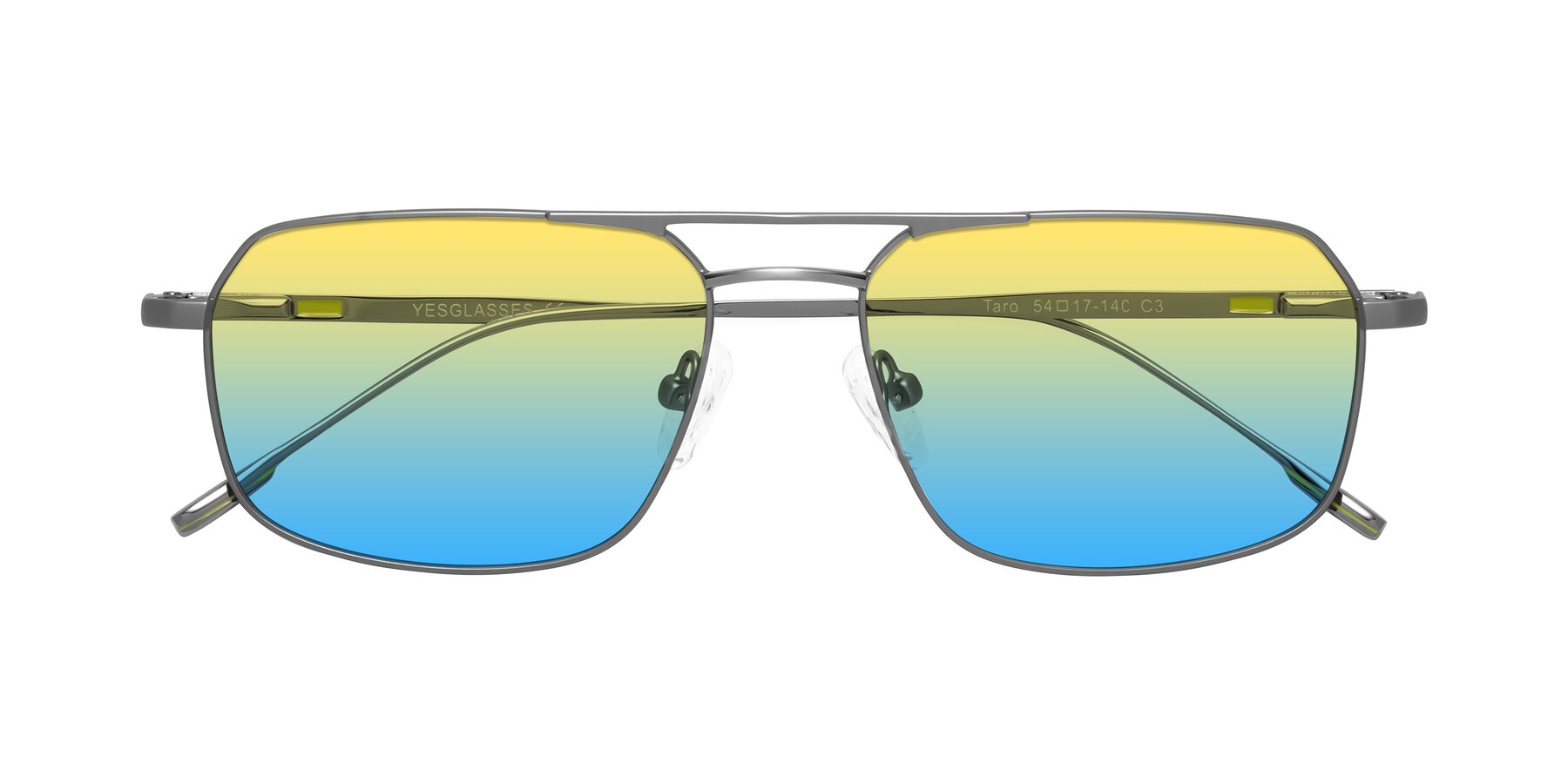 Folded Front of Taro in Gunmetal with Yellow / Blue Gradient Lenses