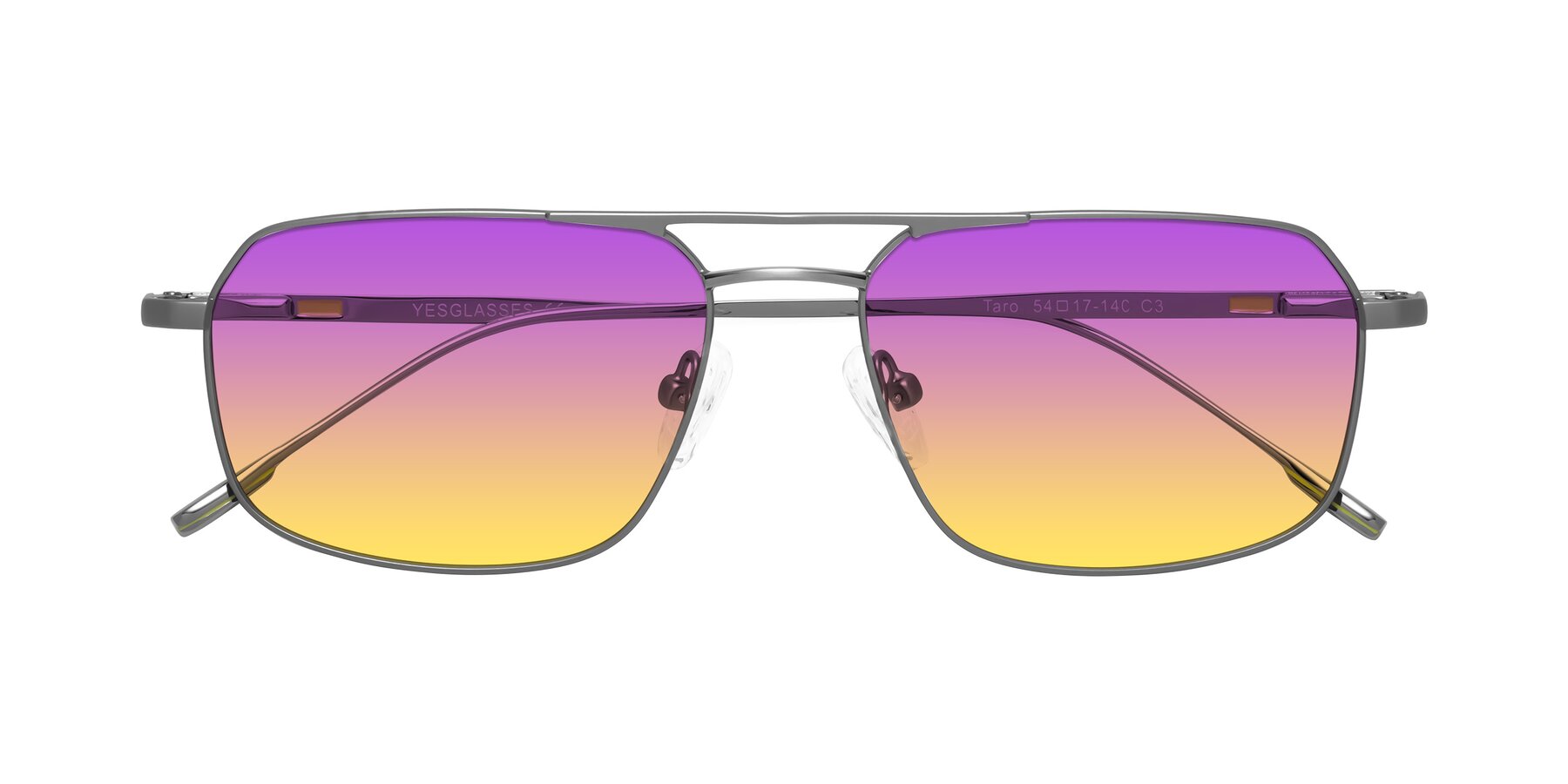 Folded Front of Taro in Gunmetal with Purple / Yellow Gradient Lenses