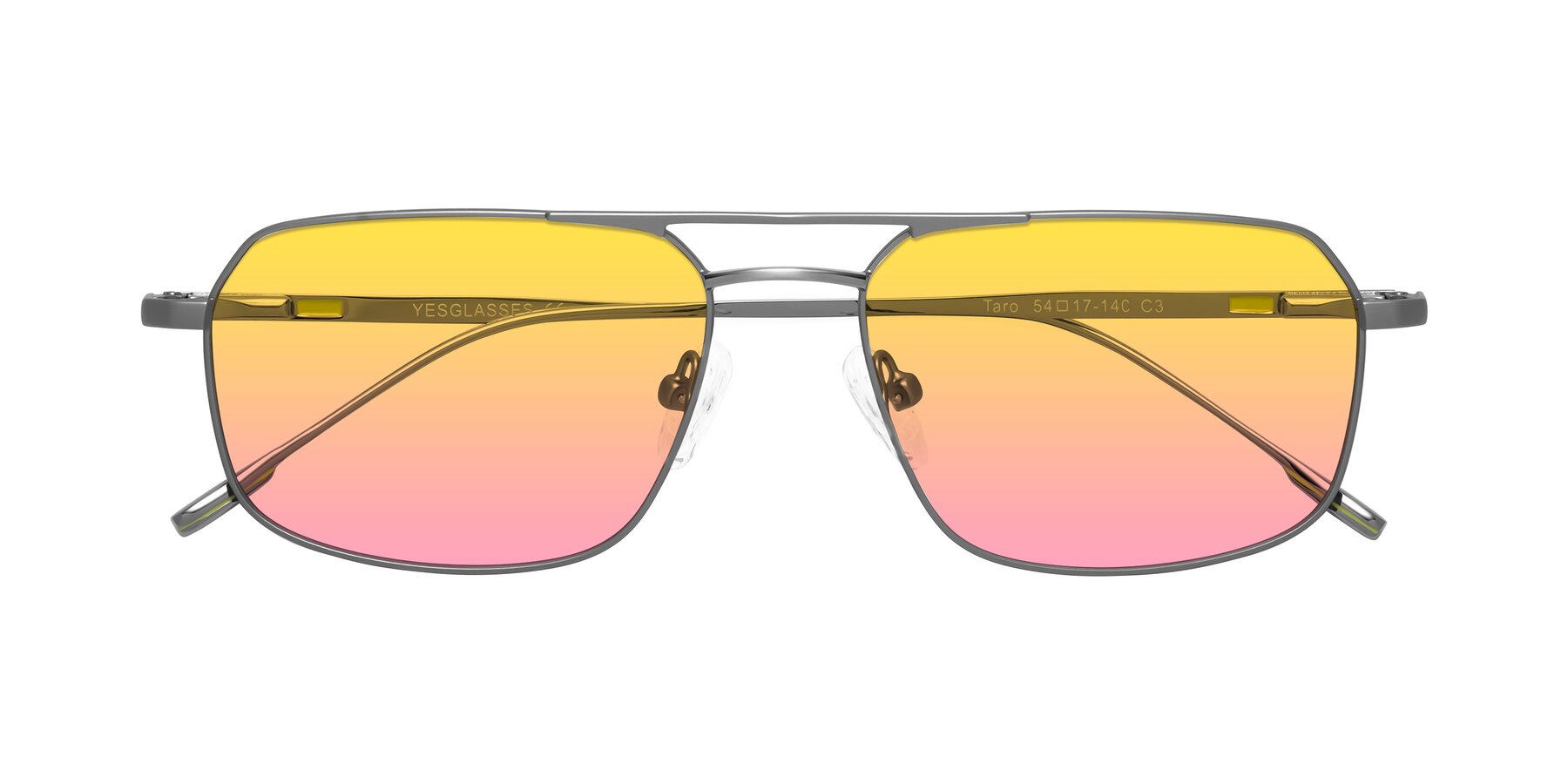 Folded Front of Taro in Gunmetal with Yellow / Pink Gradient Lenses