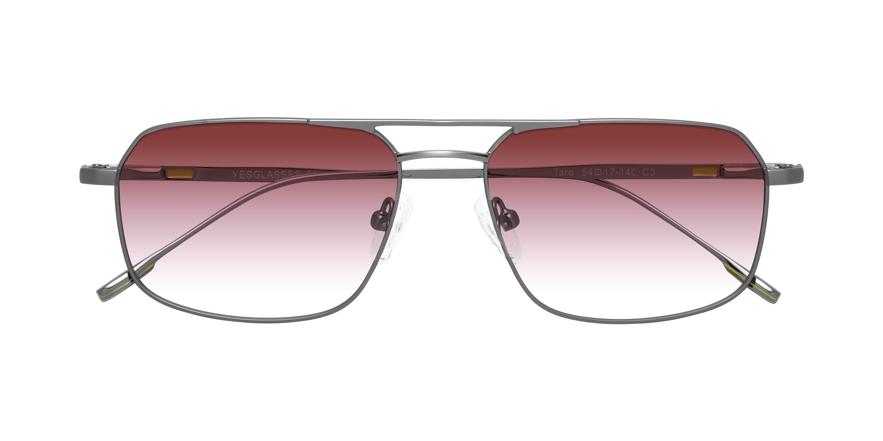 Folded Front of Taro in Gunmetal with Garnet Gradient Lenses