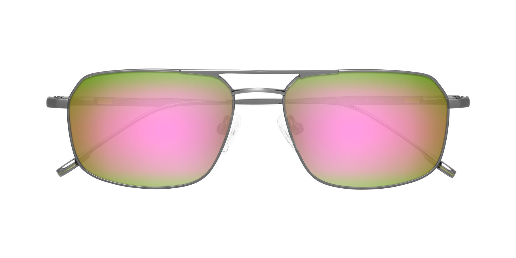 Folded Front of Taro in Gunmetal with Pink Mirrored Lenses