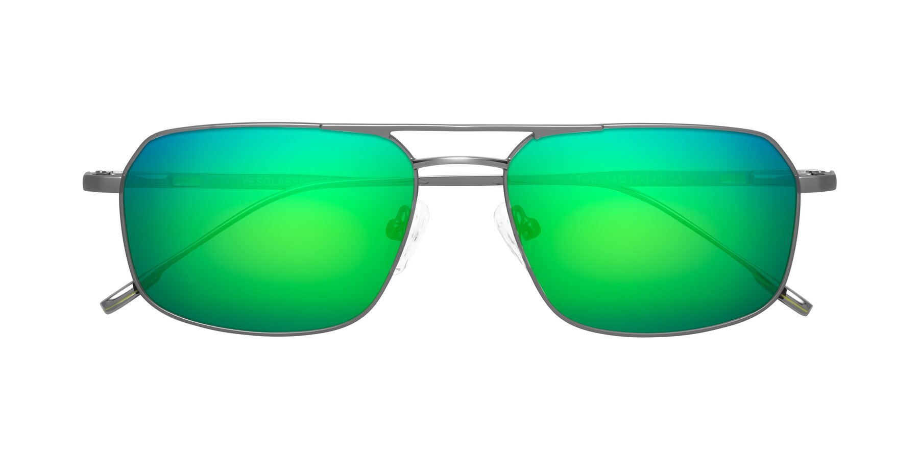 Folded Front of Taro in Gunmetal with Green Mirrored Lenses