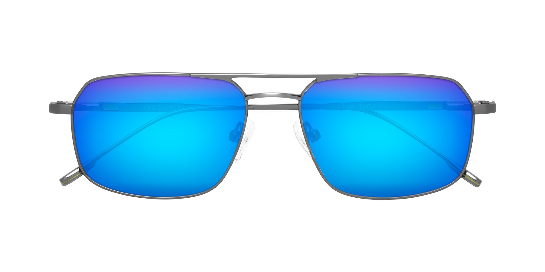 Folded Front of Taro in Gunmetal with Blue Mirrored Lenses