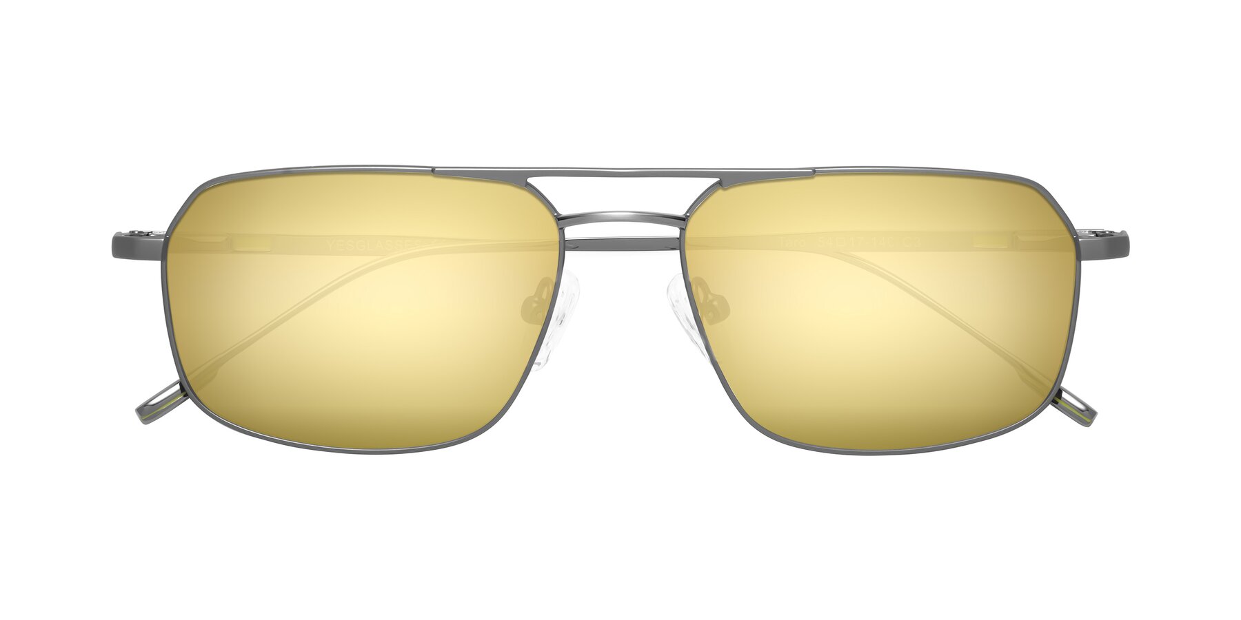 Folded Front of Taro in Gunmetal with Gold Mirrored Lenses