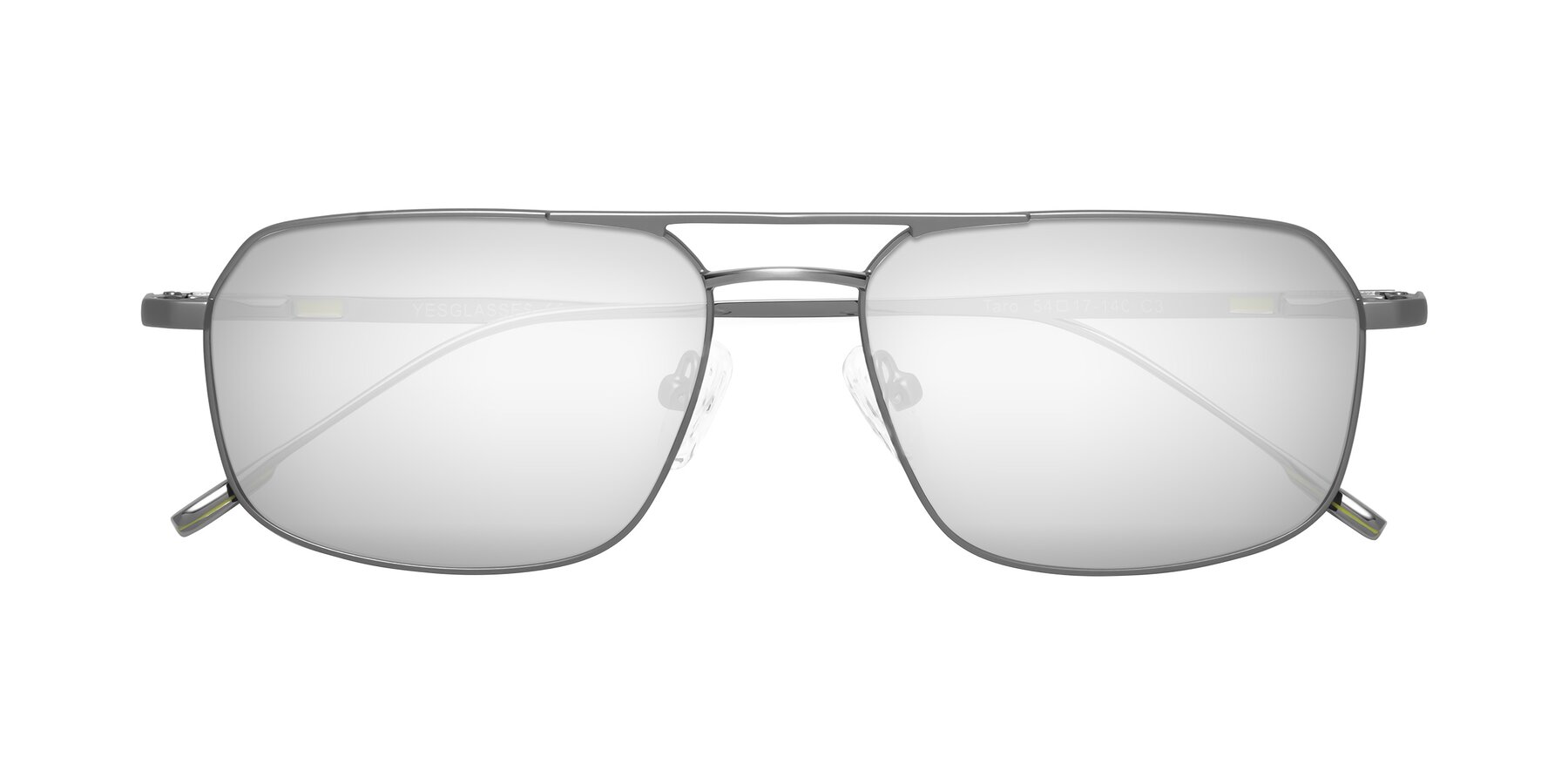 Folded Front of Taro in Gunmetal with Silver Mirrored Lenses