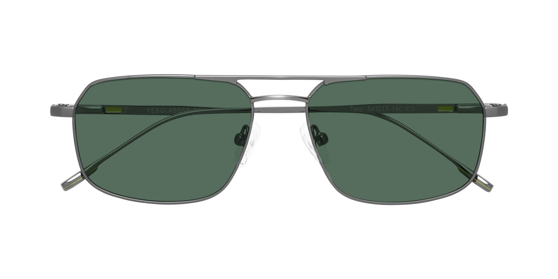 Folded Front of Taro in Gunmetal with Green Polarized Lenses