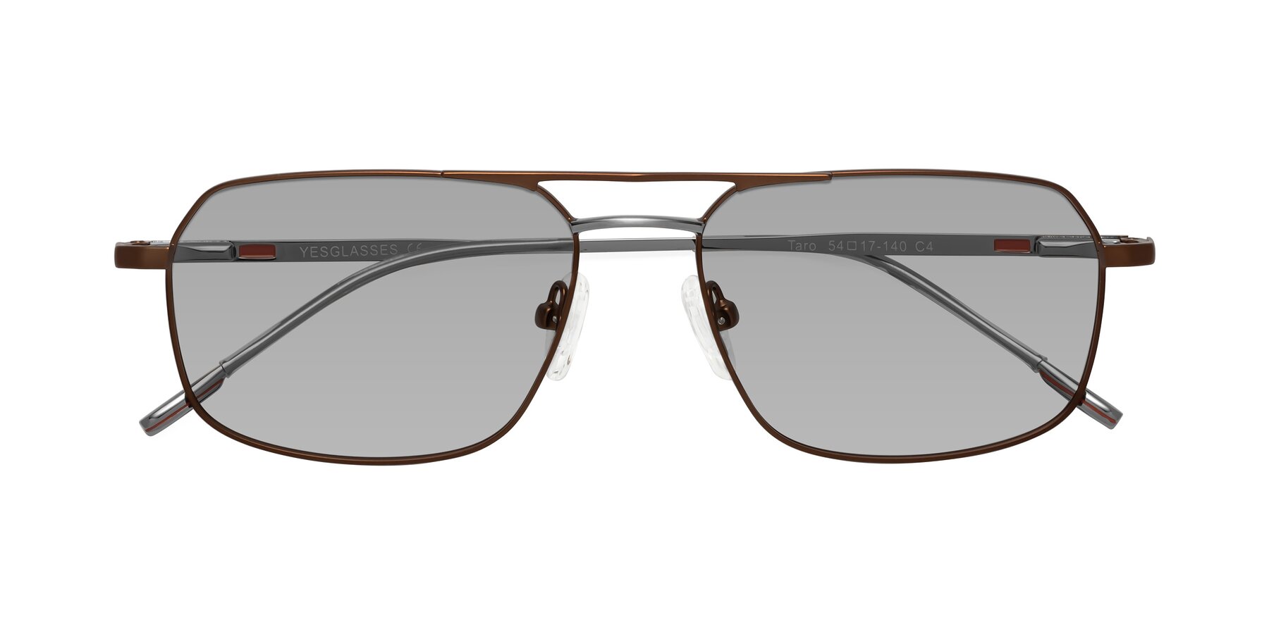 Folded Front of Taro in Brown with Light Gray Tinted Lenses