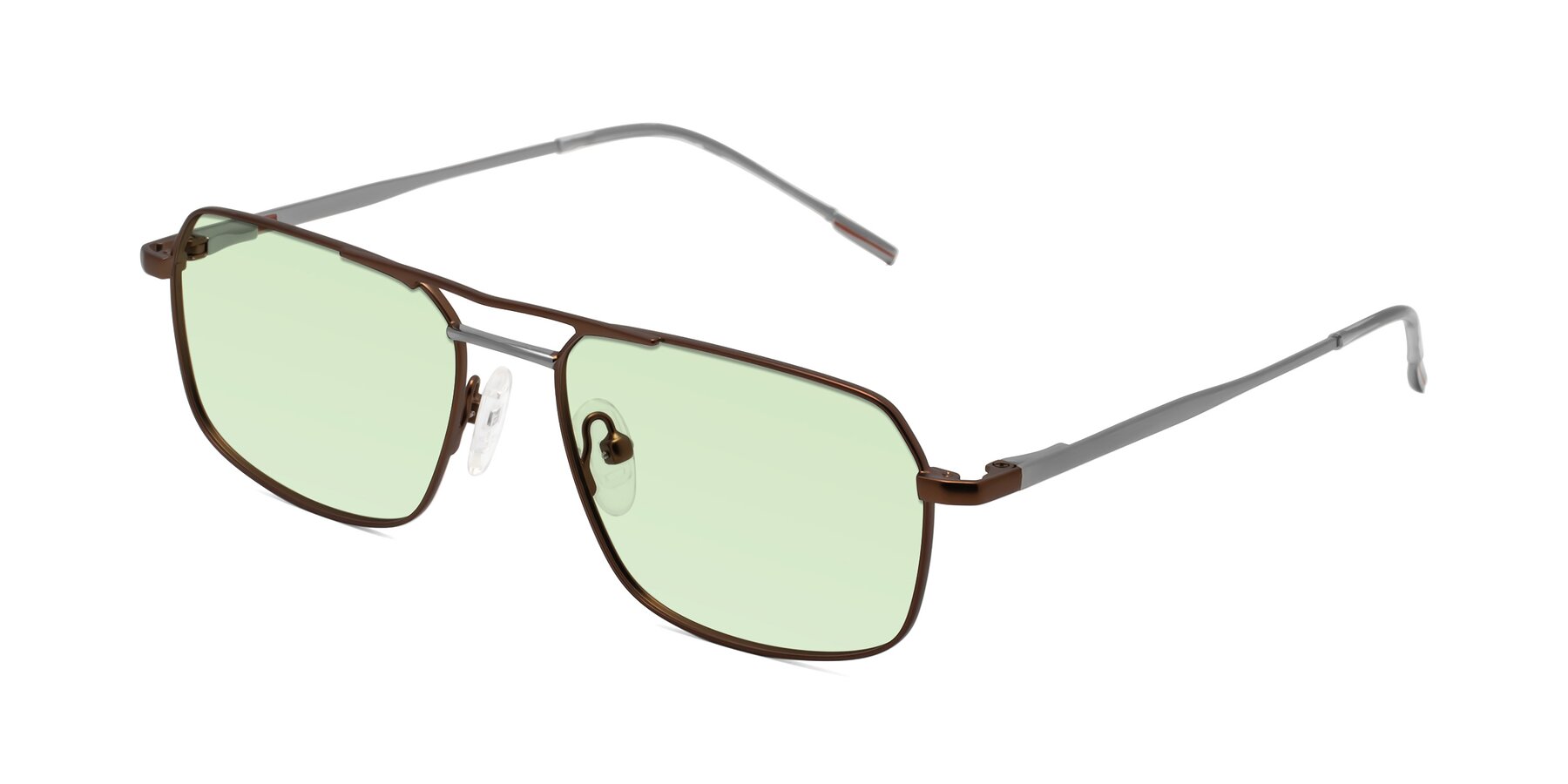 Angle of Taro in Brown with Light Green Tinted Lenses