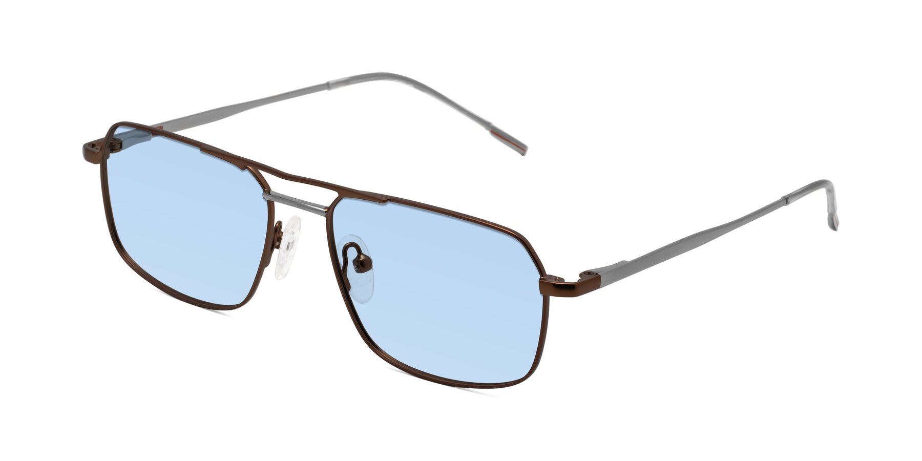 Angle of Taro in Brown with Light Blue Tinted Lenses