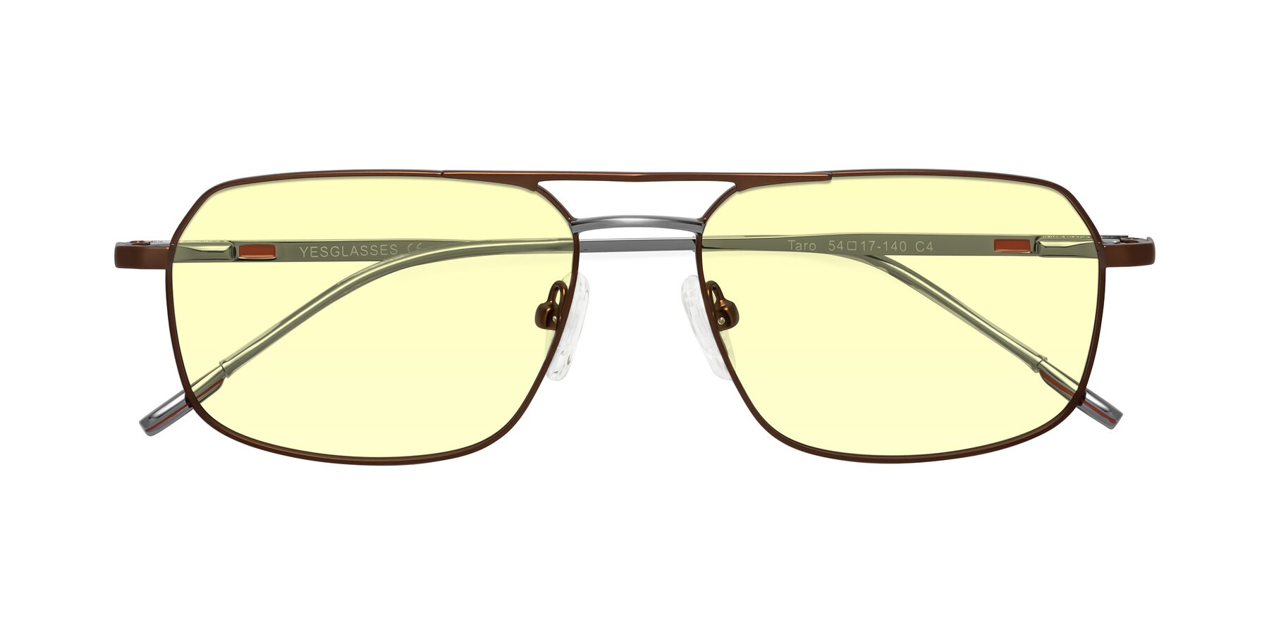 Folded Front of Taro in Brown with Light Yellow Tinted Lenses