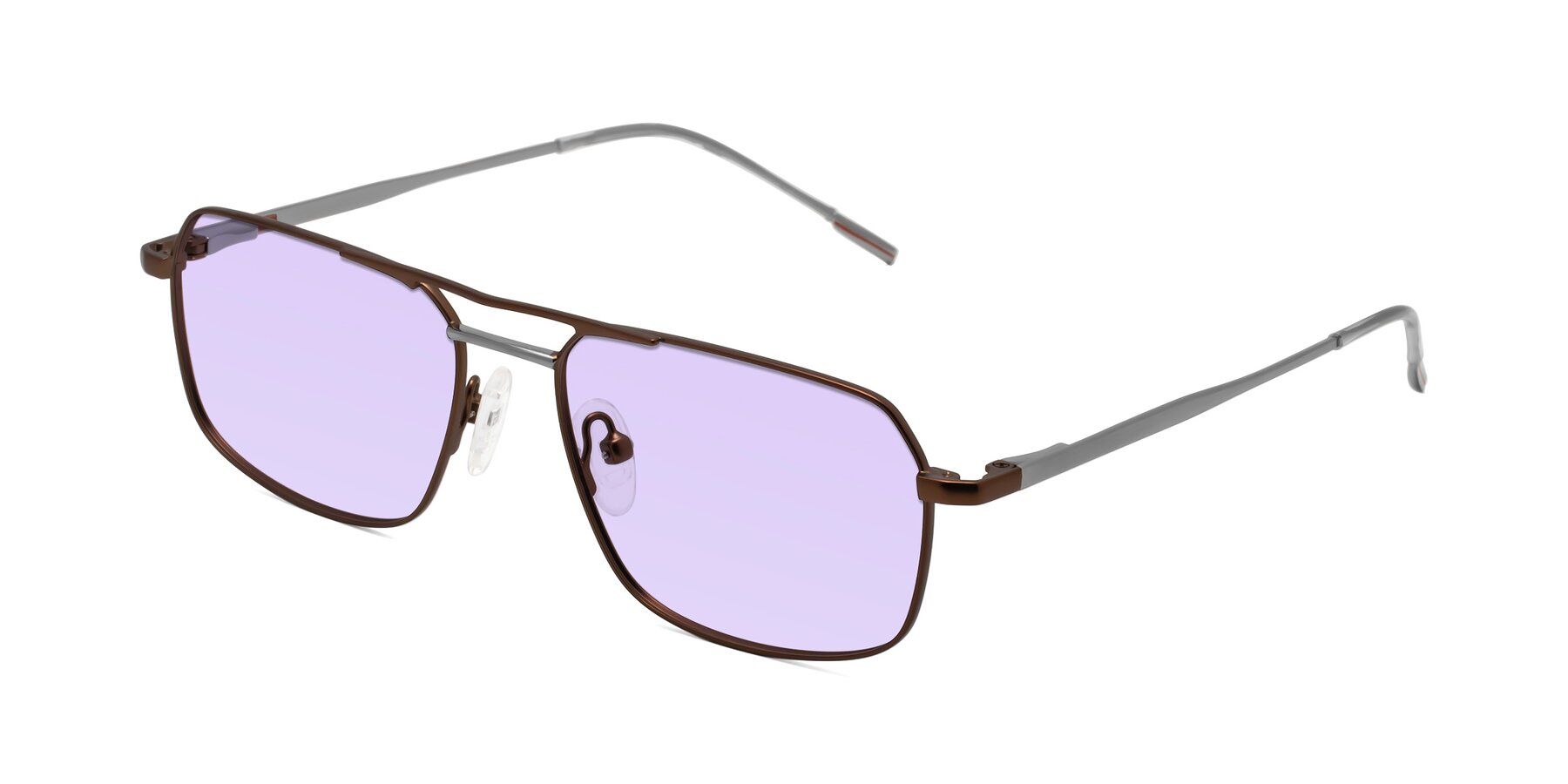 Angle of Taro in Brown with Light Purple Tinted Lenses