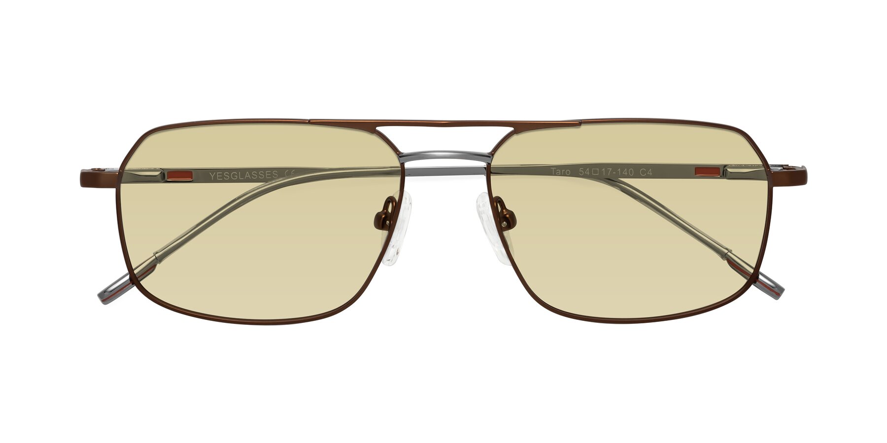 Folded Front of Taro in Brown with Light Champagne Tinted Lenses