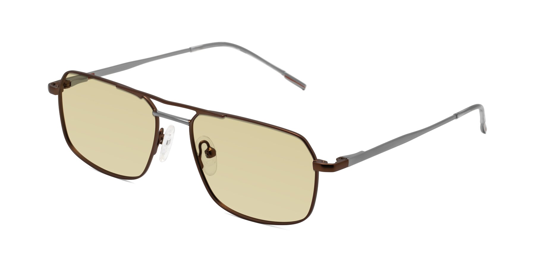 Angle of Taro in Brown with Light Champagne Tinted Lenses