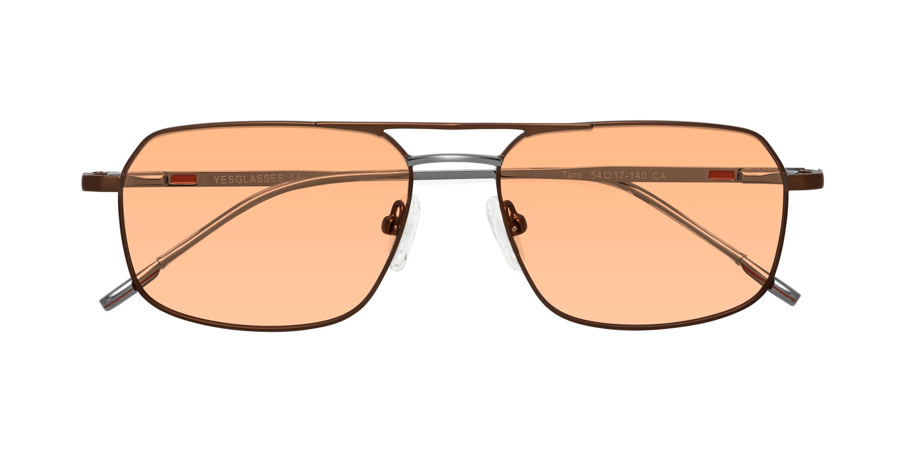 Folded Front of Taro in Brown with Light Orange Tinted Lenses