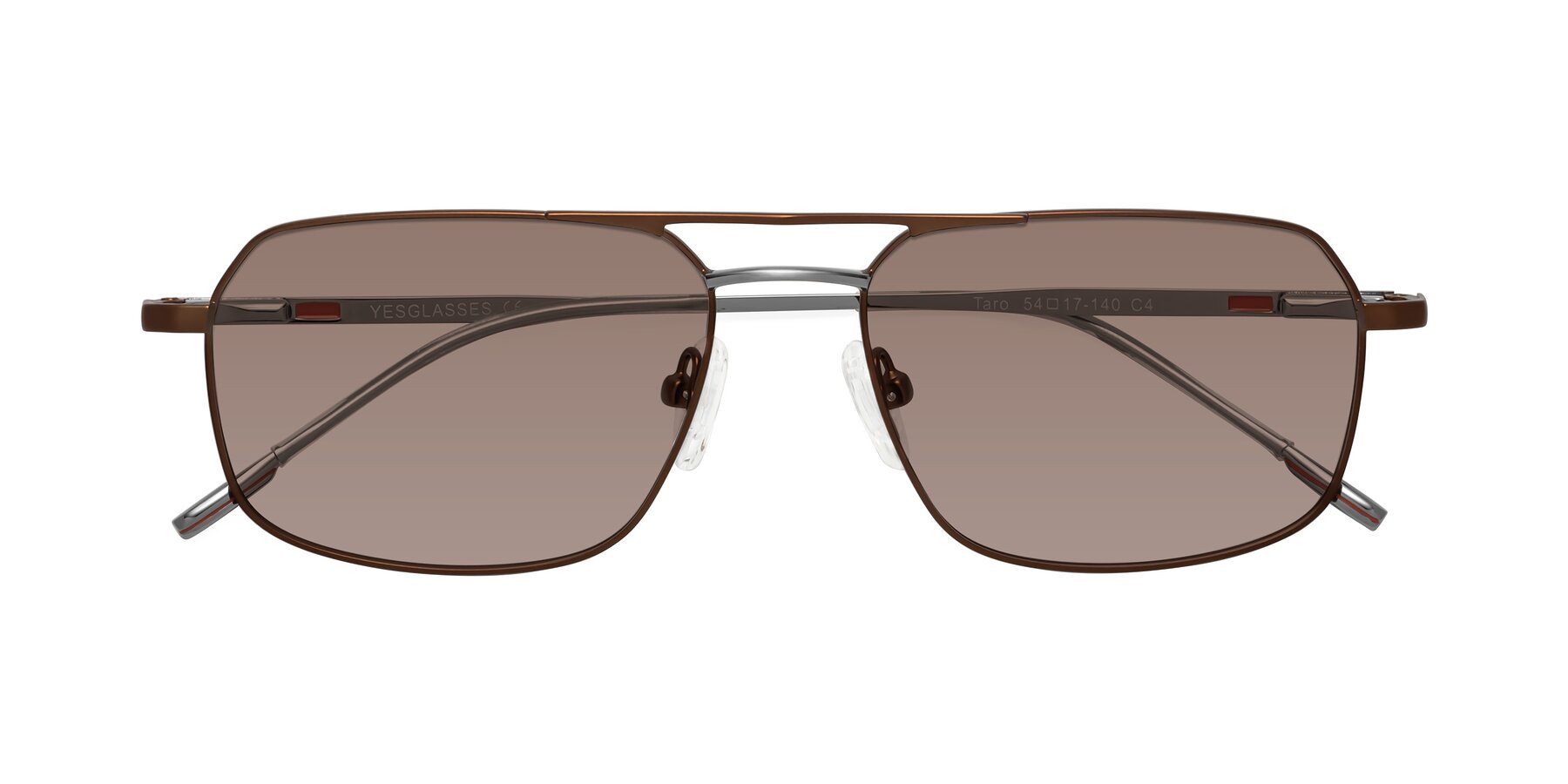 Folded Front of Taro in Brown with Medium Brown Tinted Lenses