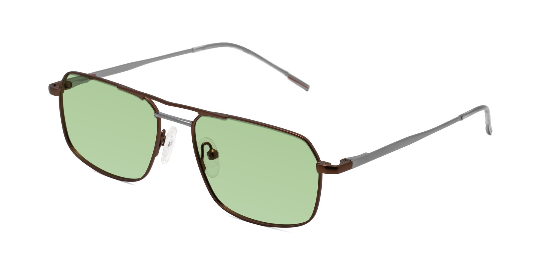 Angle of Taro in Brown with Medium Green Tinted Lenses