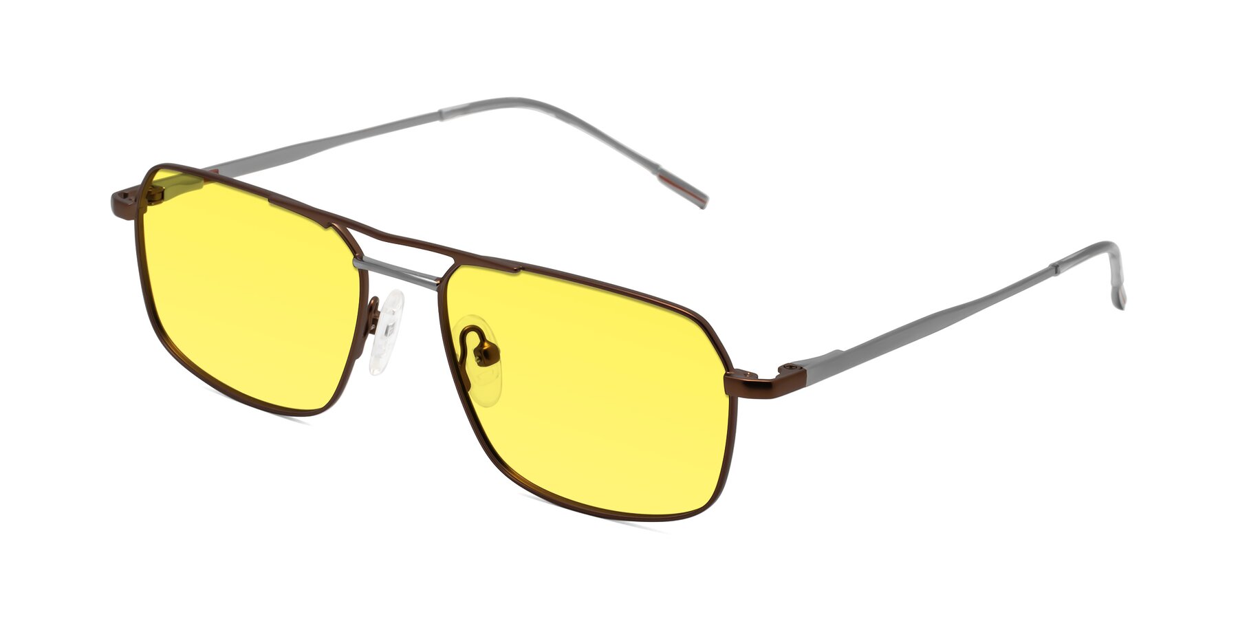 Angle of Taro in Brown with Medium Yellow Tinted Lenses