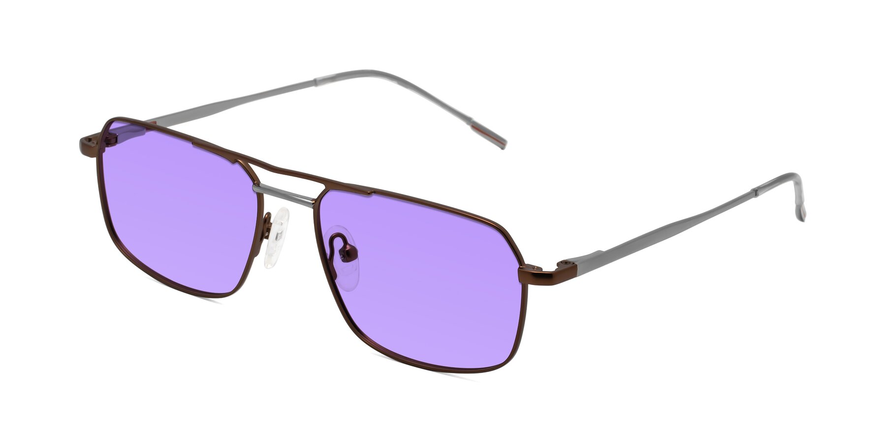 Angle of Taro in Brown with Medium Purple Tinted Lenses