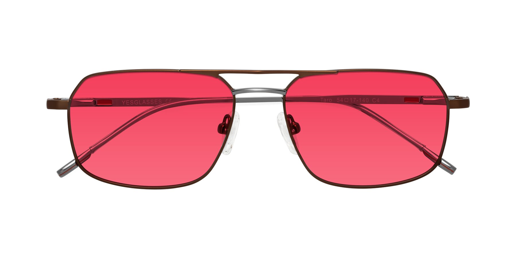 Folded Front of Taro in Brown with Red Tinted Lenses