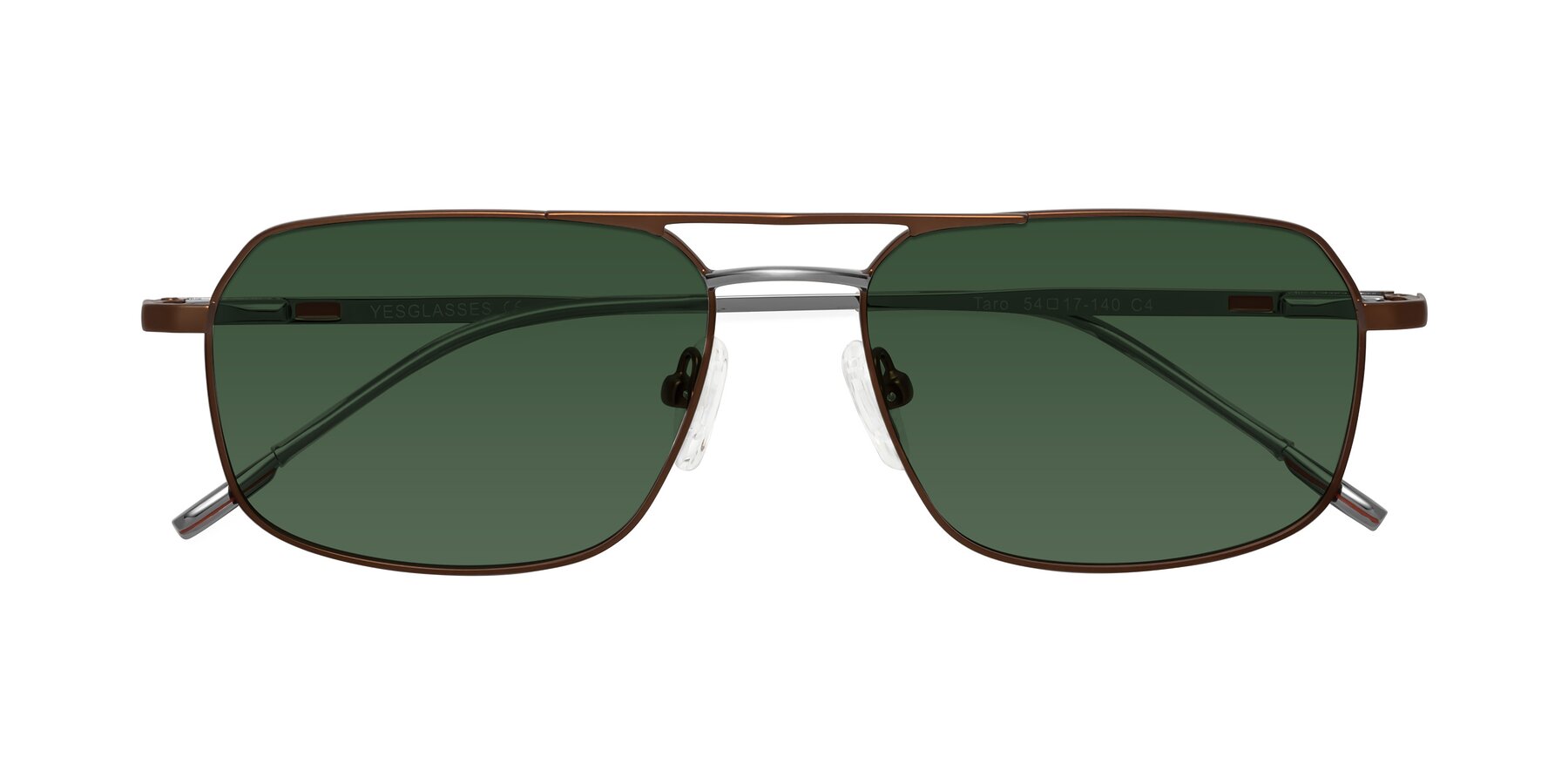 Folded Front of Taro in Brown with Green Tinted Lenses