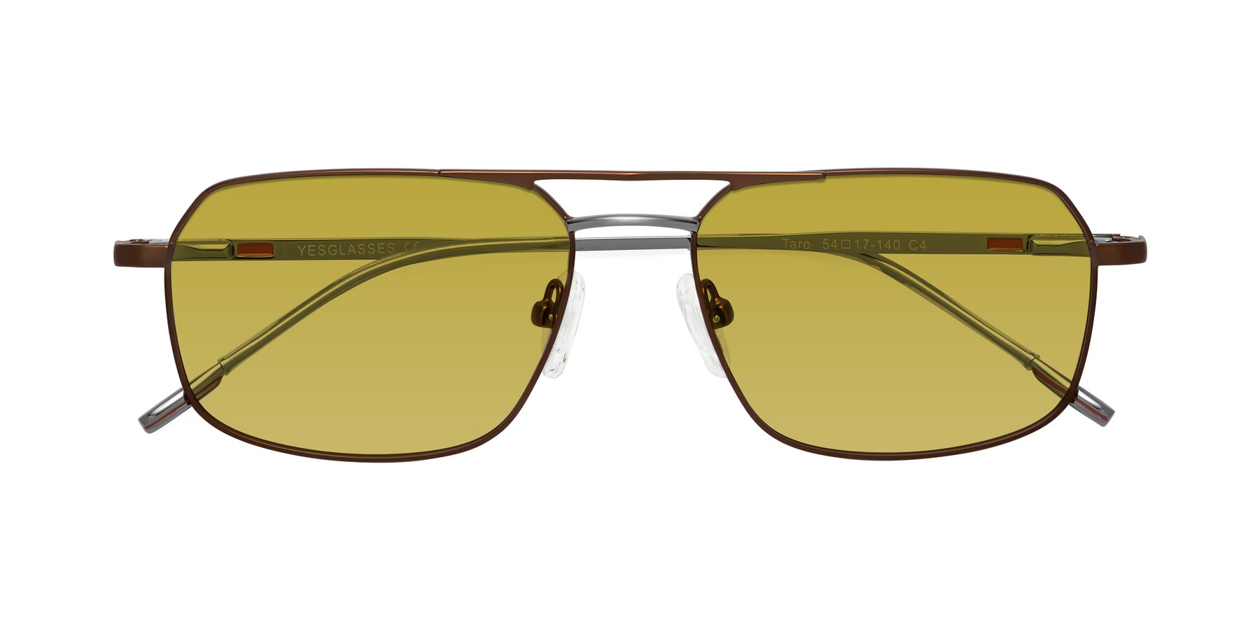 Folded Front of Taro in Brown with Champagne Tinted Lenses