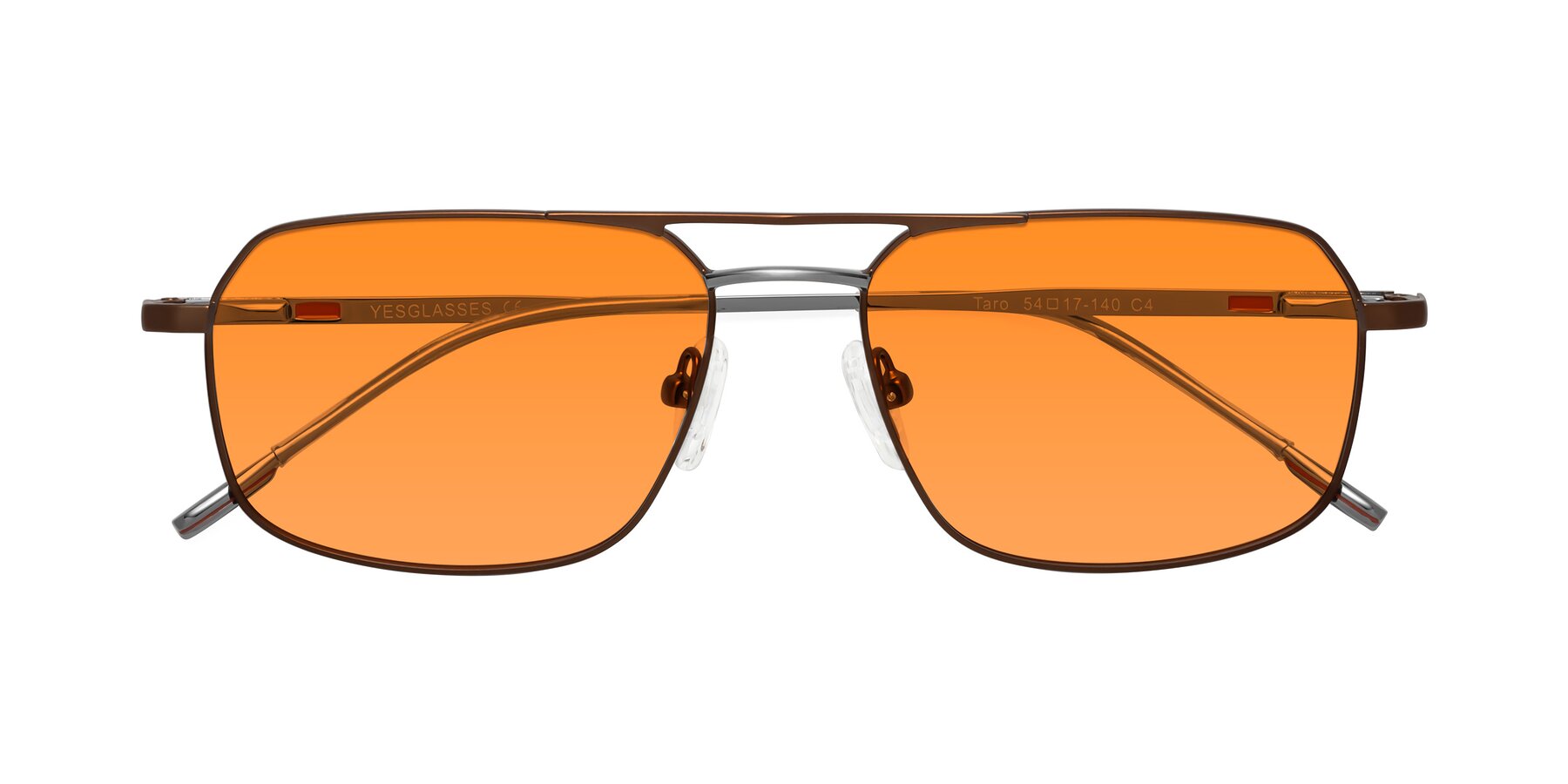 Folded Front of Taro in Brown with Orange Tinted Lenses