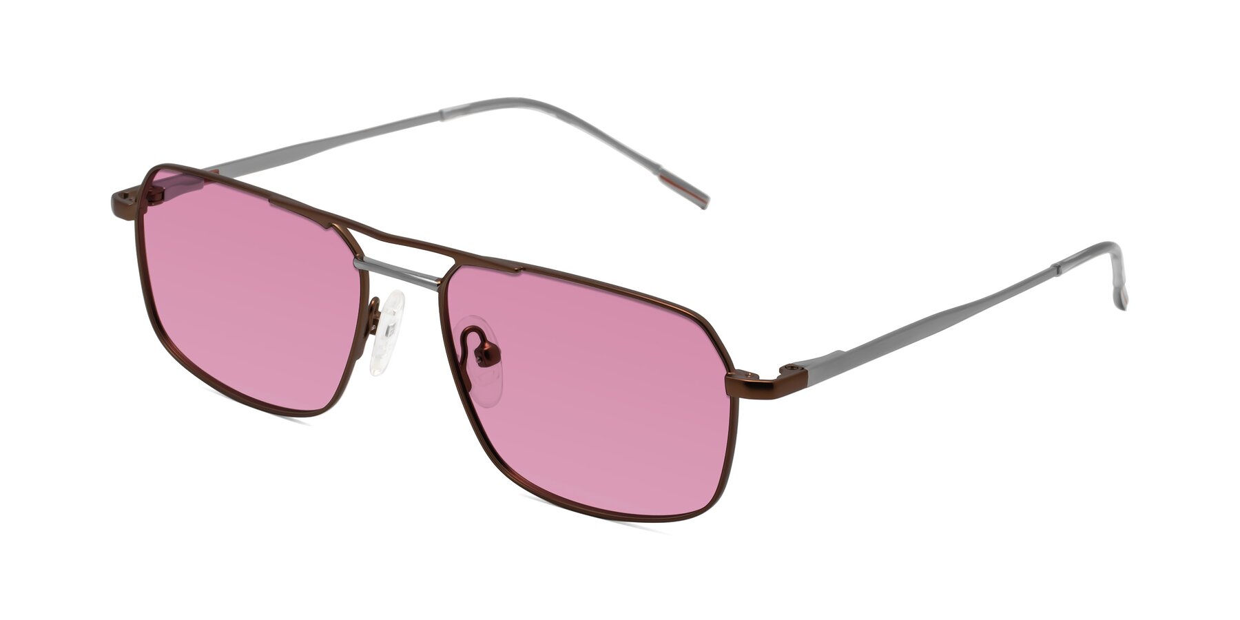 Angle of Taro in Brown with Medium Wine Tinted Lenses