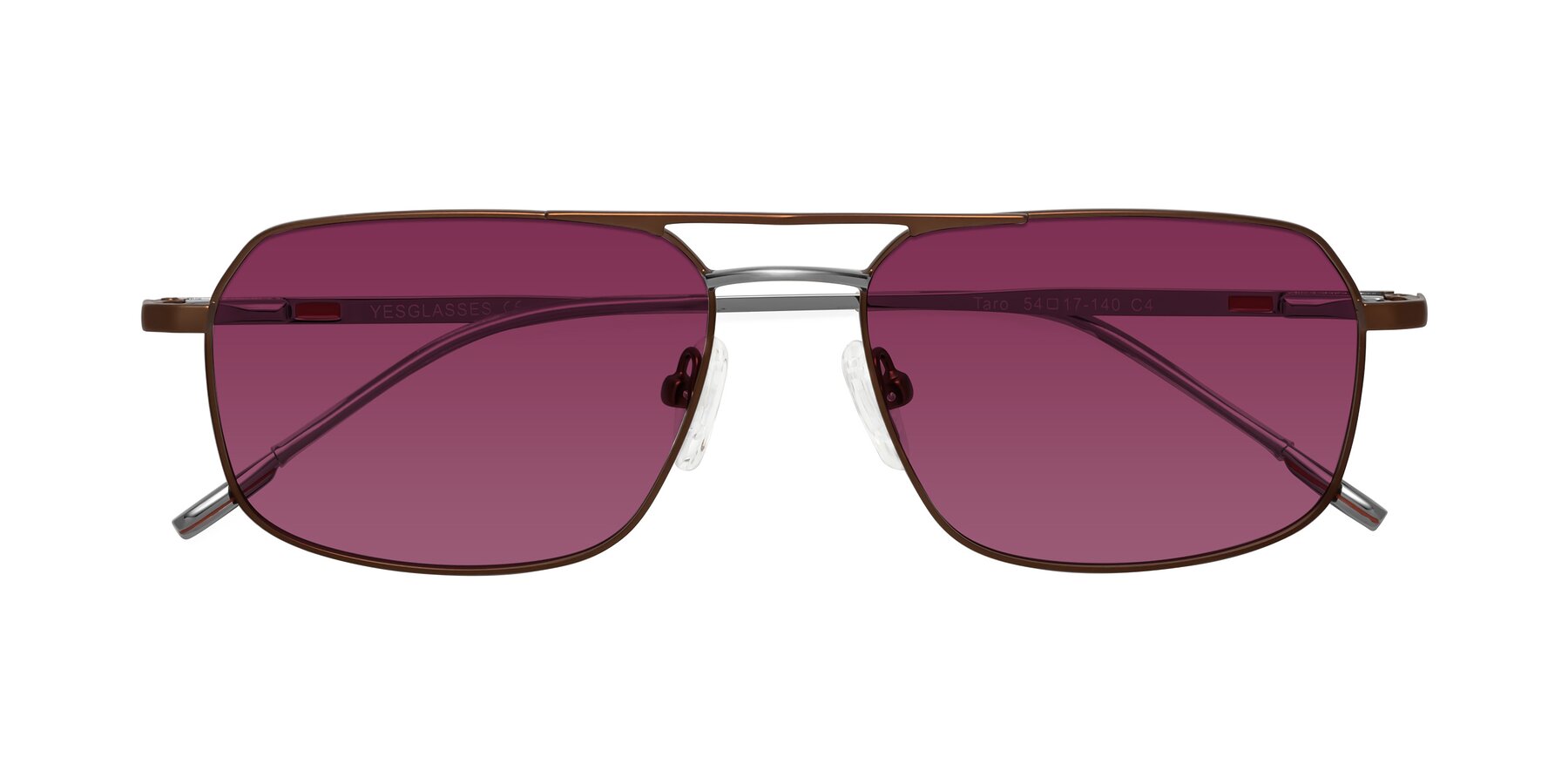 Folded Front of Taro in Brown with Wine Tinted Lenses