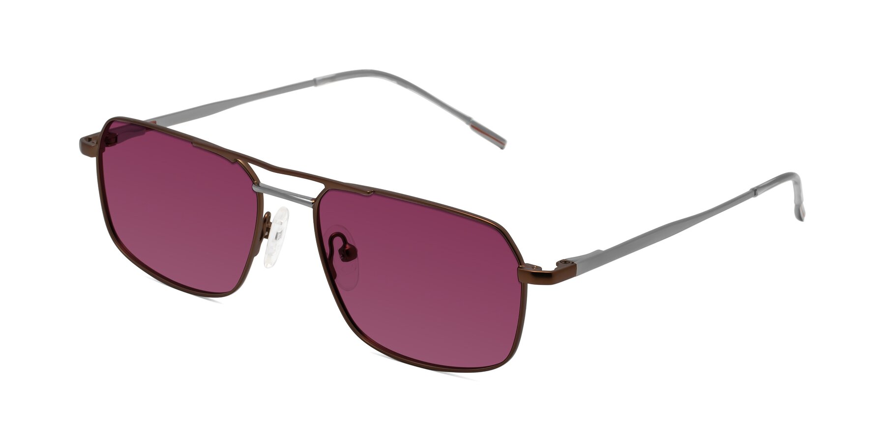 Angle of Taro in Brown with Wine Tinted Lenses