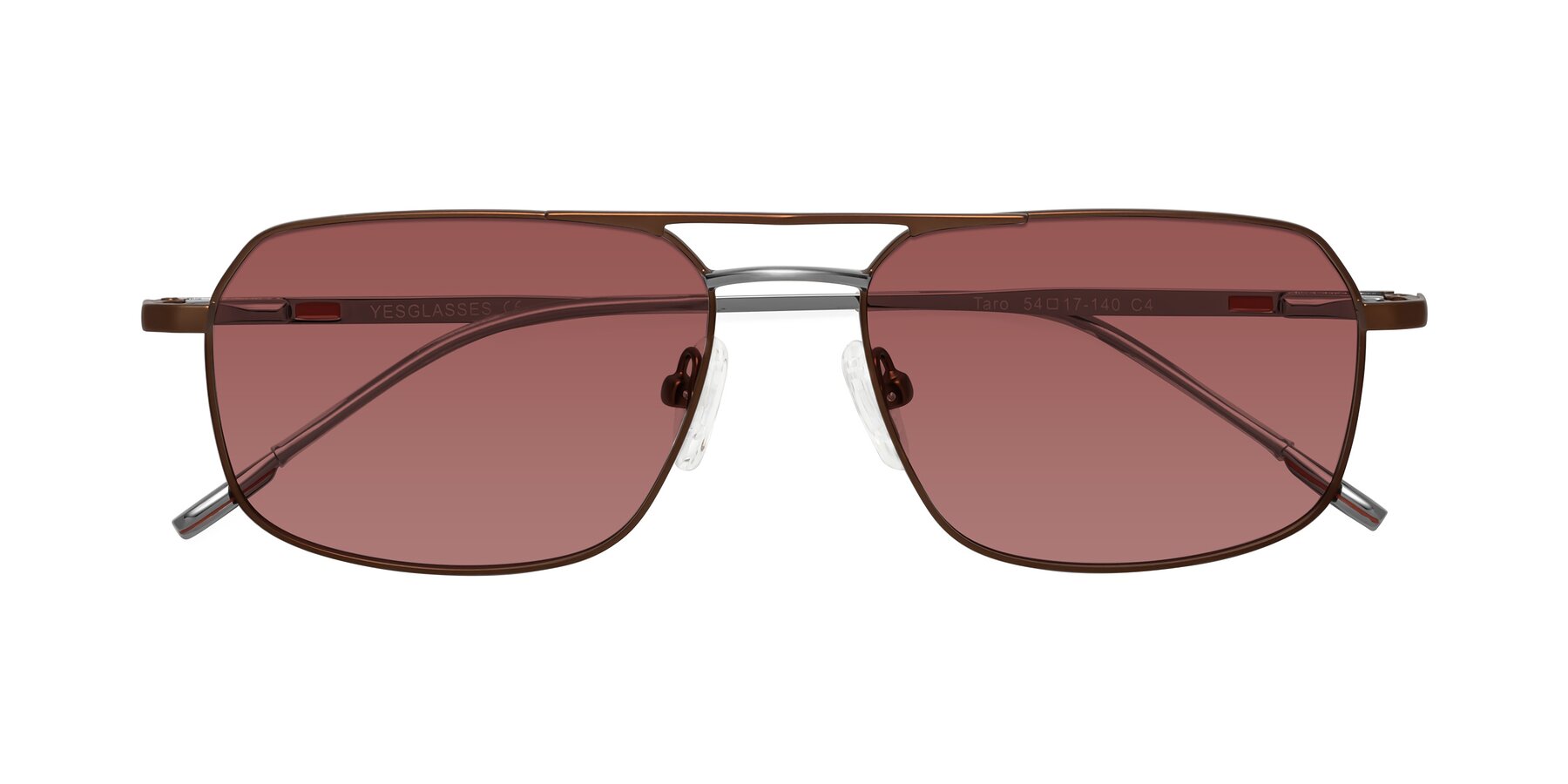 Folded Front of Taro in Brown with Garnet Tinted Lenses