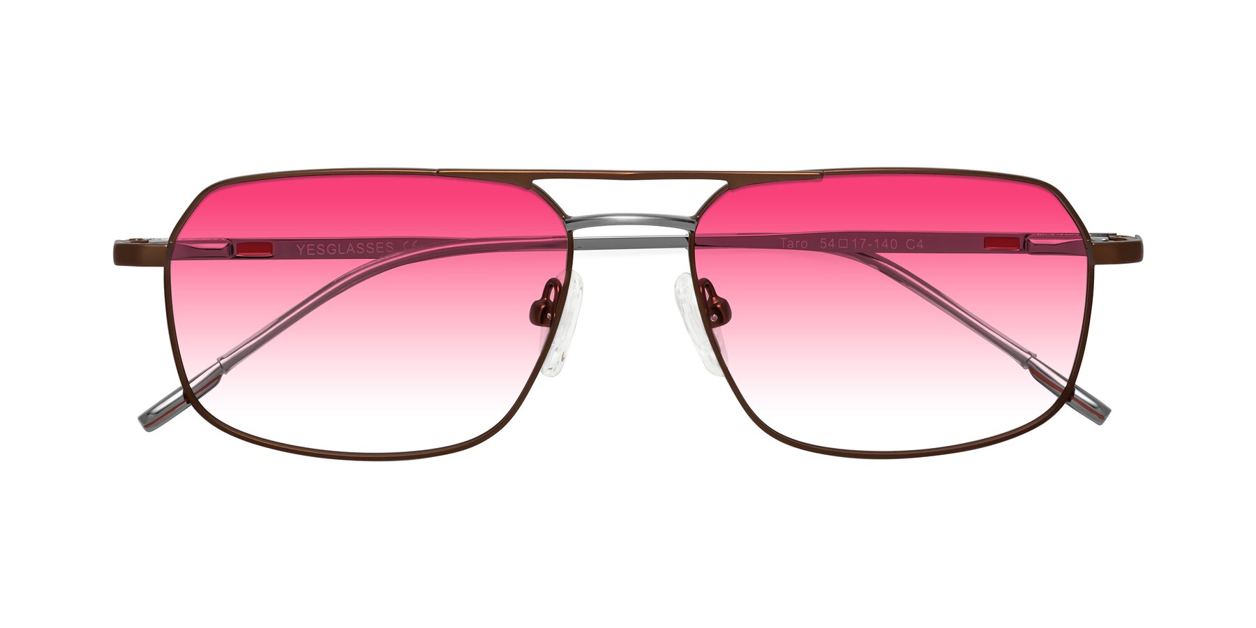 Folded Front of Taro in Brown with Pink Gradient Lenses