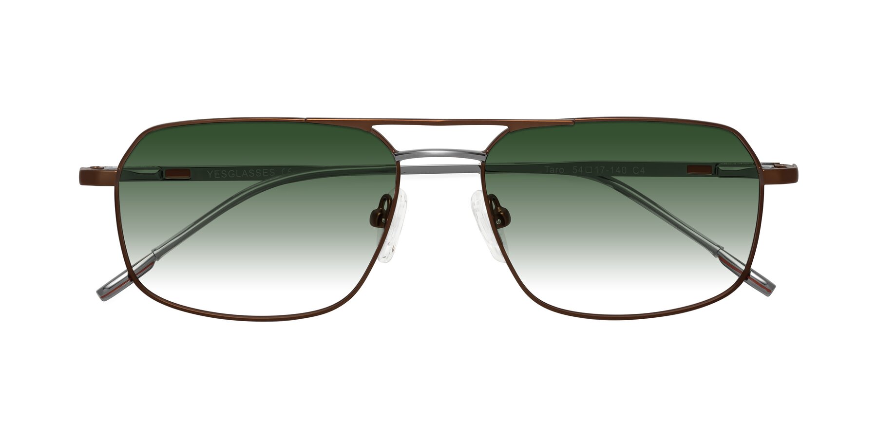 Folded Front of Taro in Brown with Green Gradient Lenses