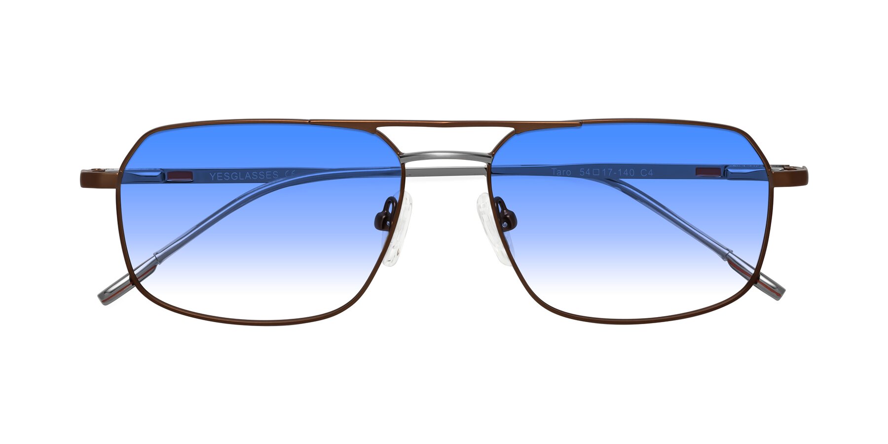 Folded Front of Taro in Brown with Blue Gradient Lenses