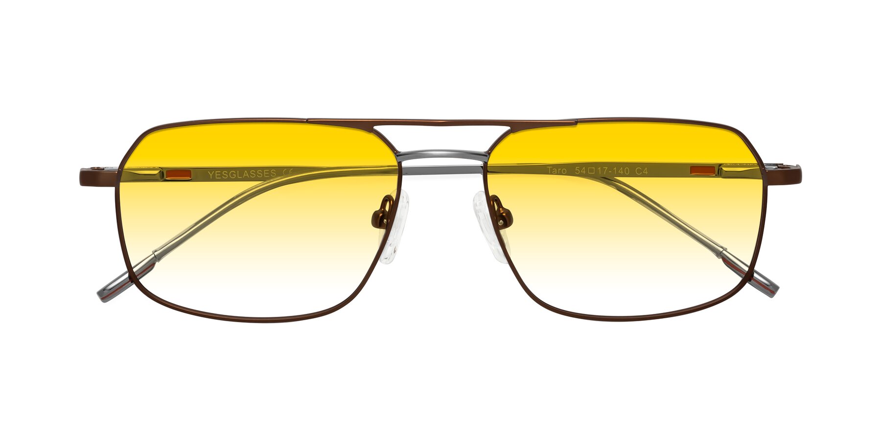 Folded Front of Taro in Brown with Yellow Gradient Lenses