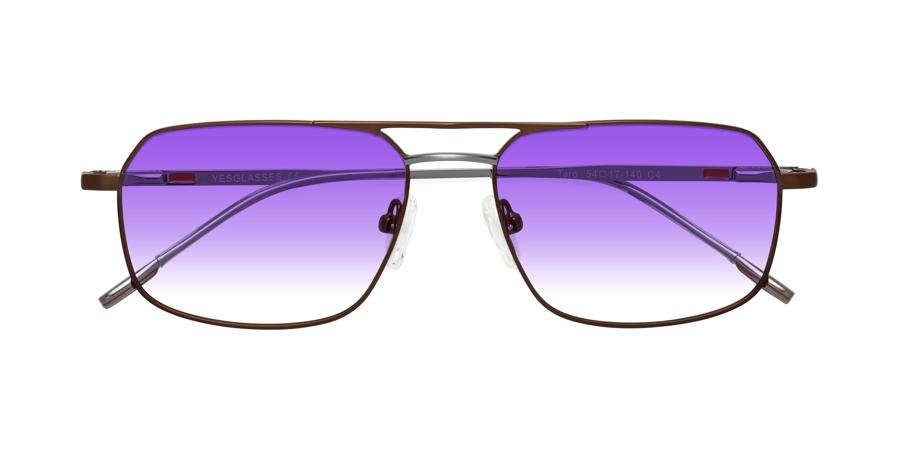 Folded Front of Taro in Brown with Purple Gradient Lenses