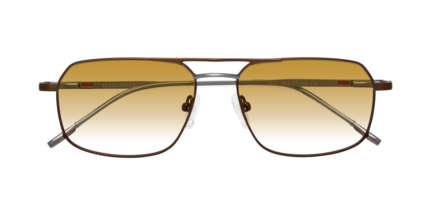 Folded Front of Taro in Brown with Champagne Gradient Lenses