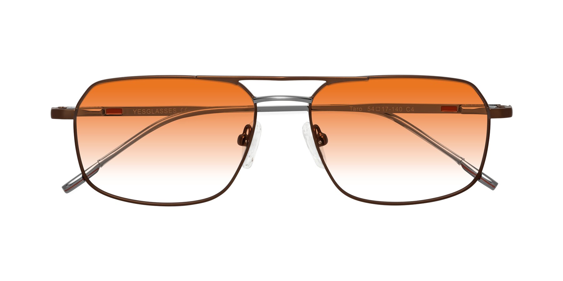 Folded Front of Taro in Brown with Orange Gradient Lenses